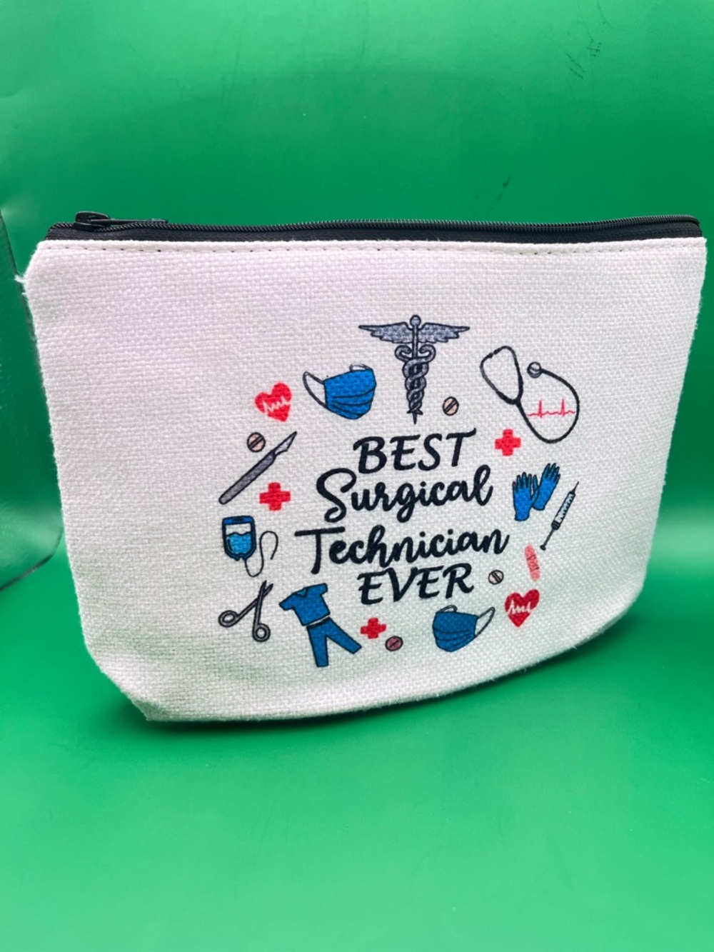 Best Surgical Technician Ever Cosmetic Bag - White with Blue & Red Accents